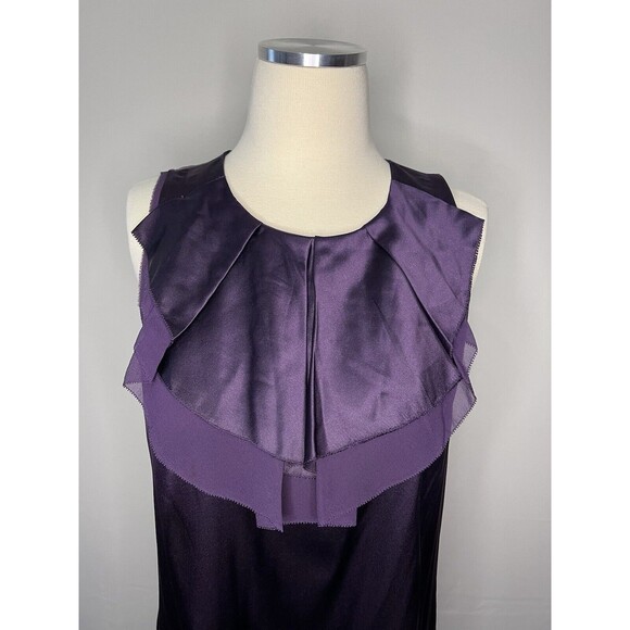 Vince Women's Silk Sleeveless Gradient Cowl Neck Blouse Purple Size M Raw Hem - Picture 6 of 9